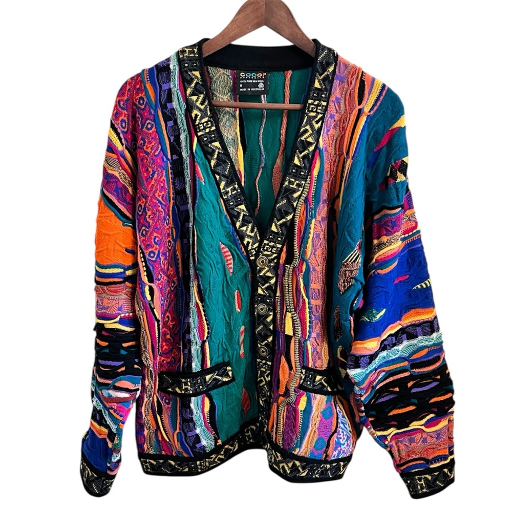 COOGI Vintage 80s 90s 100% Australian Wool Knit Cardigan Sweater Jacket Small